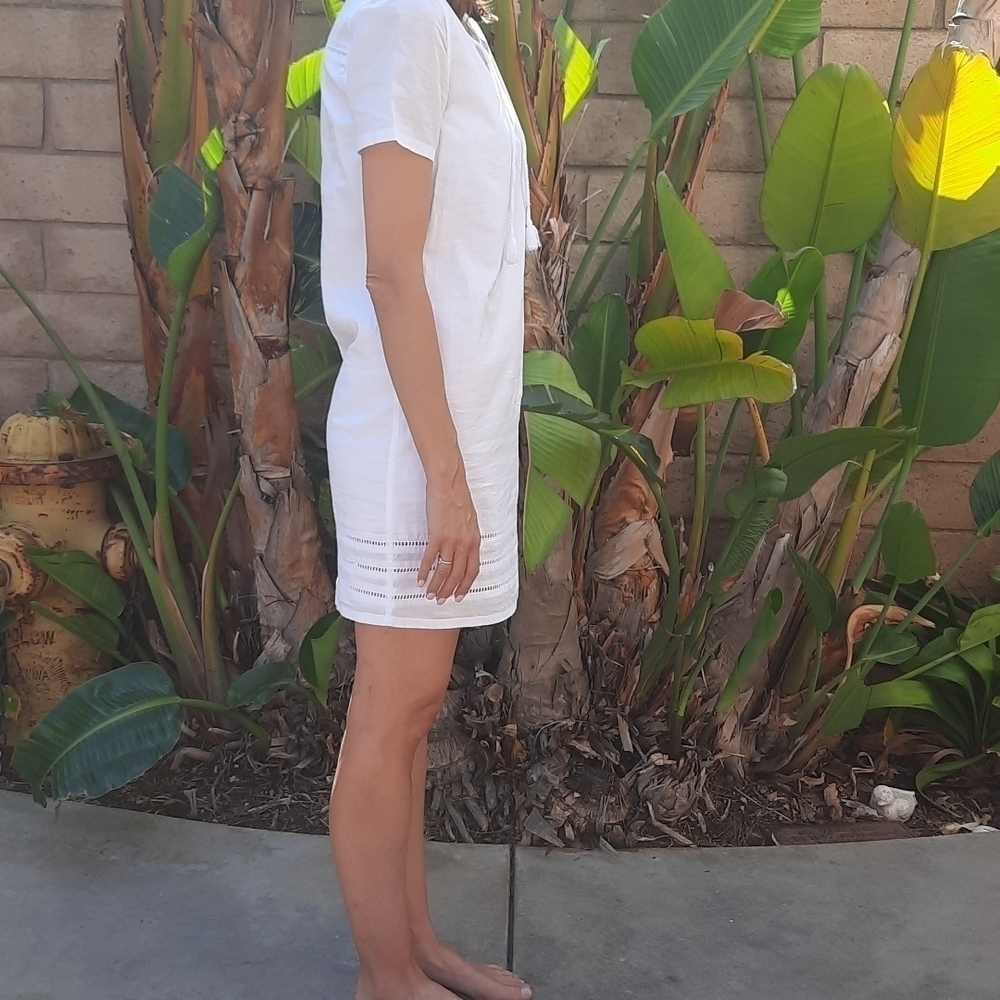AG Adriano Goldschmied Poppy Tee Dress True White V Neck - Picture 5 of 13